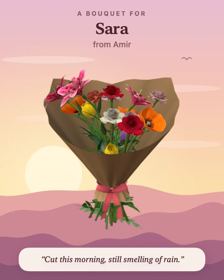 Share picture: the bouquet over pink sunset hills
