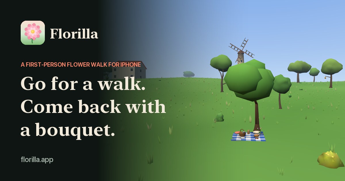 Florilla banner: Go for a walk. Come back with a bouquet.